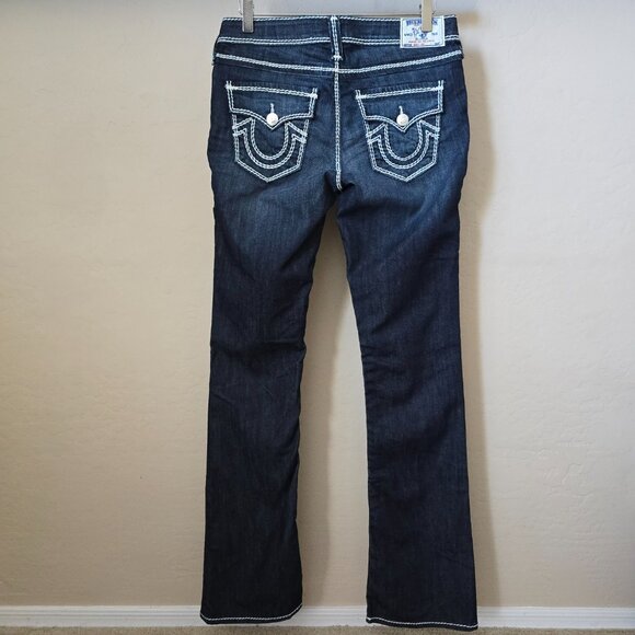 True Religion NAT Mega T Bootcut Jeans BCYD Flint Hills Wash Size 28 Low Rise - Picture 6 of 11